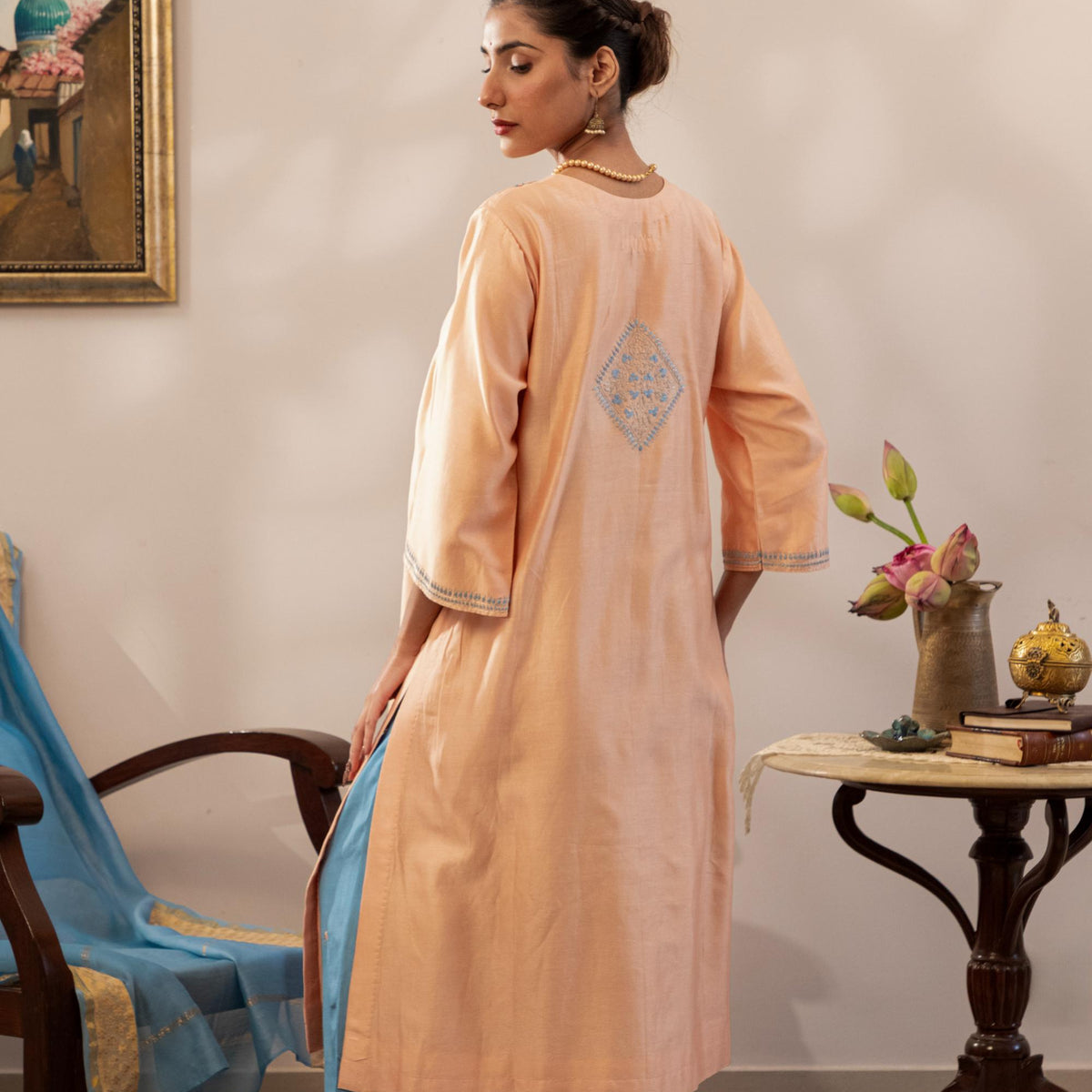 Chand Sunheri Chanderi Kurta – indiecottonroute