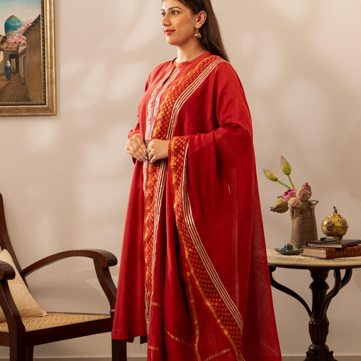 Lal Sunheri Dupatta – indiecottonroute