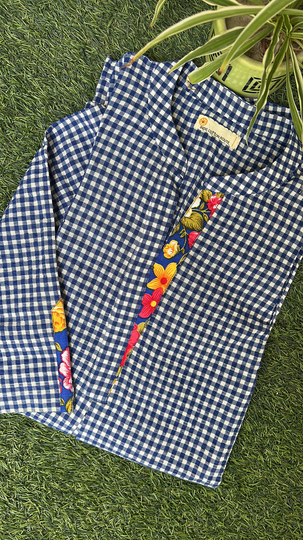 Indigo Check Top hover