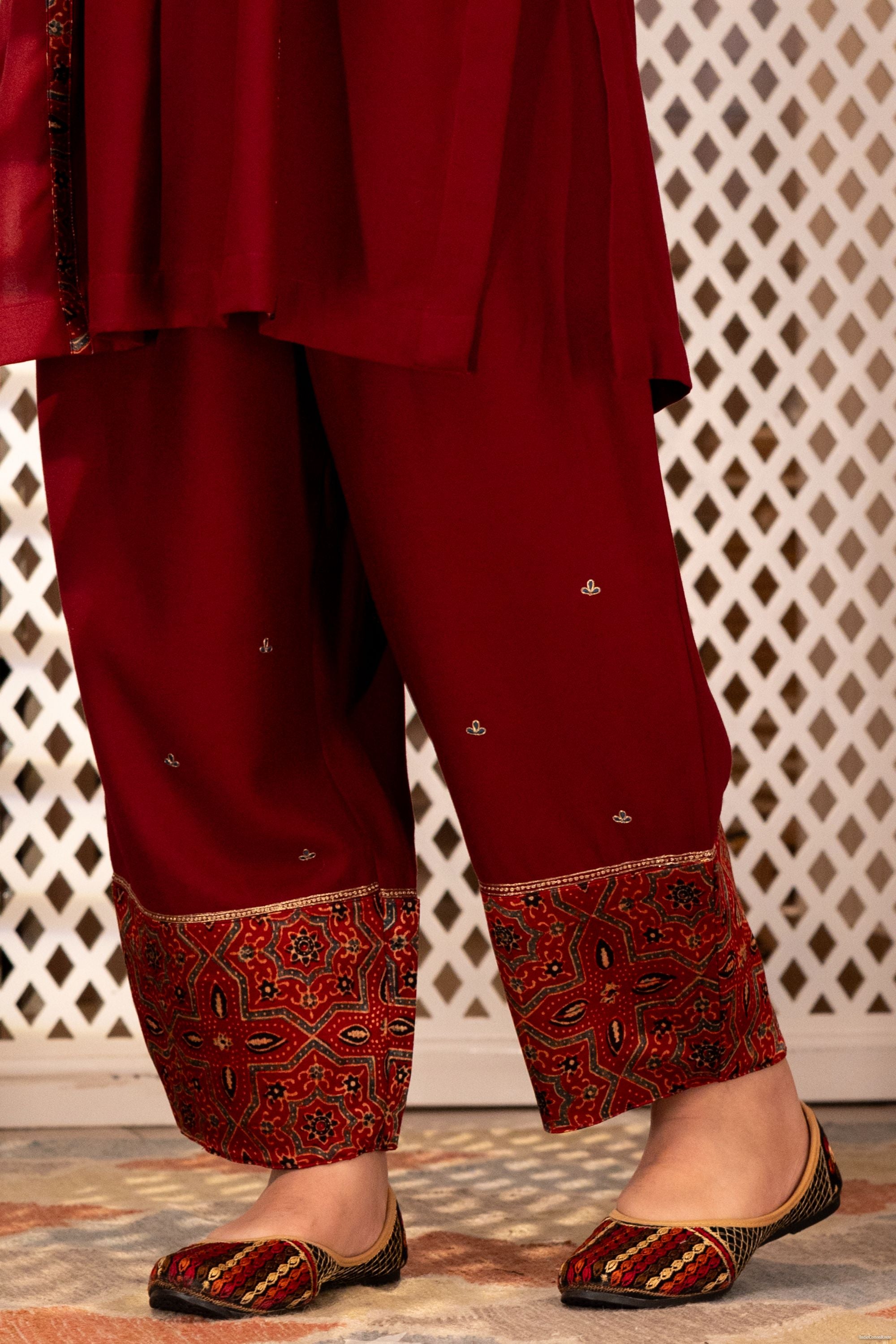 Scarlet Ajrak Kurta Set