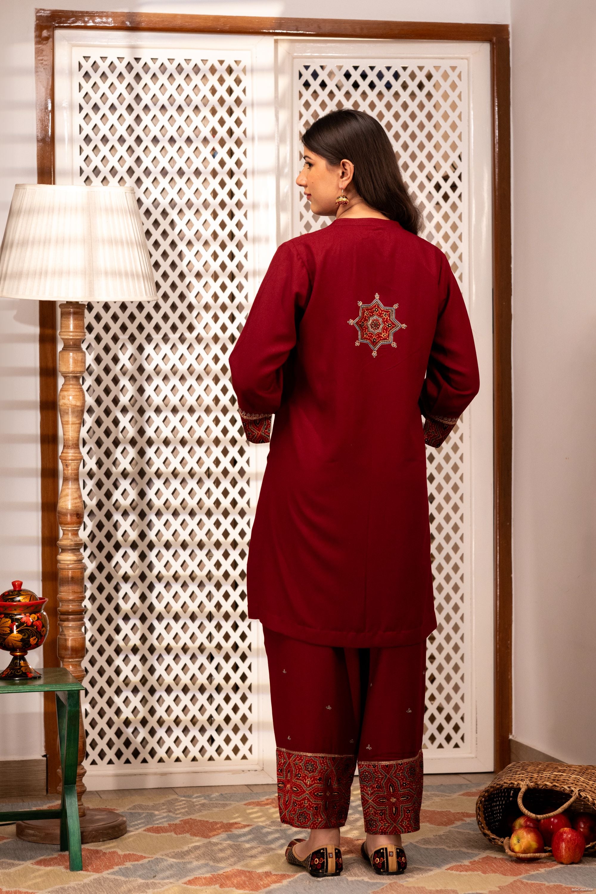Scarlet Ajrak Kurta Set