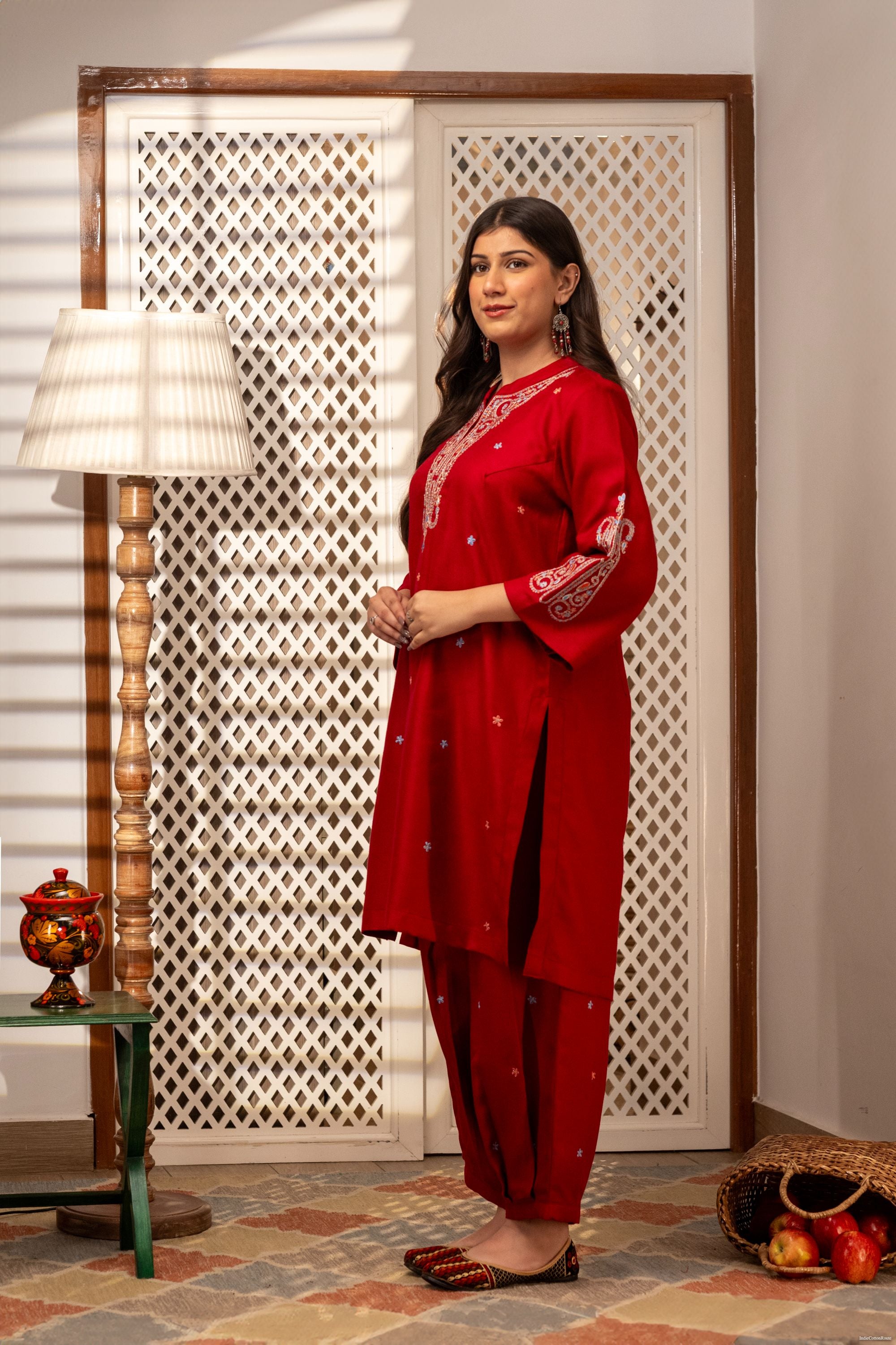 Shikara Red Kurta Set