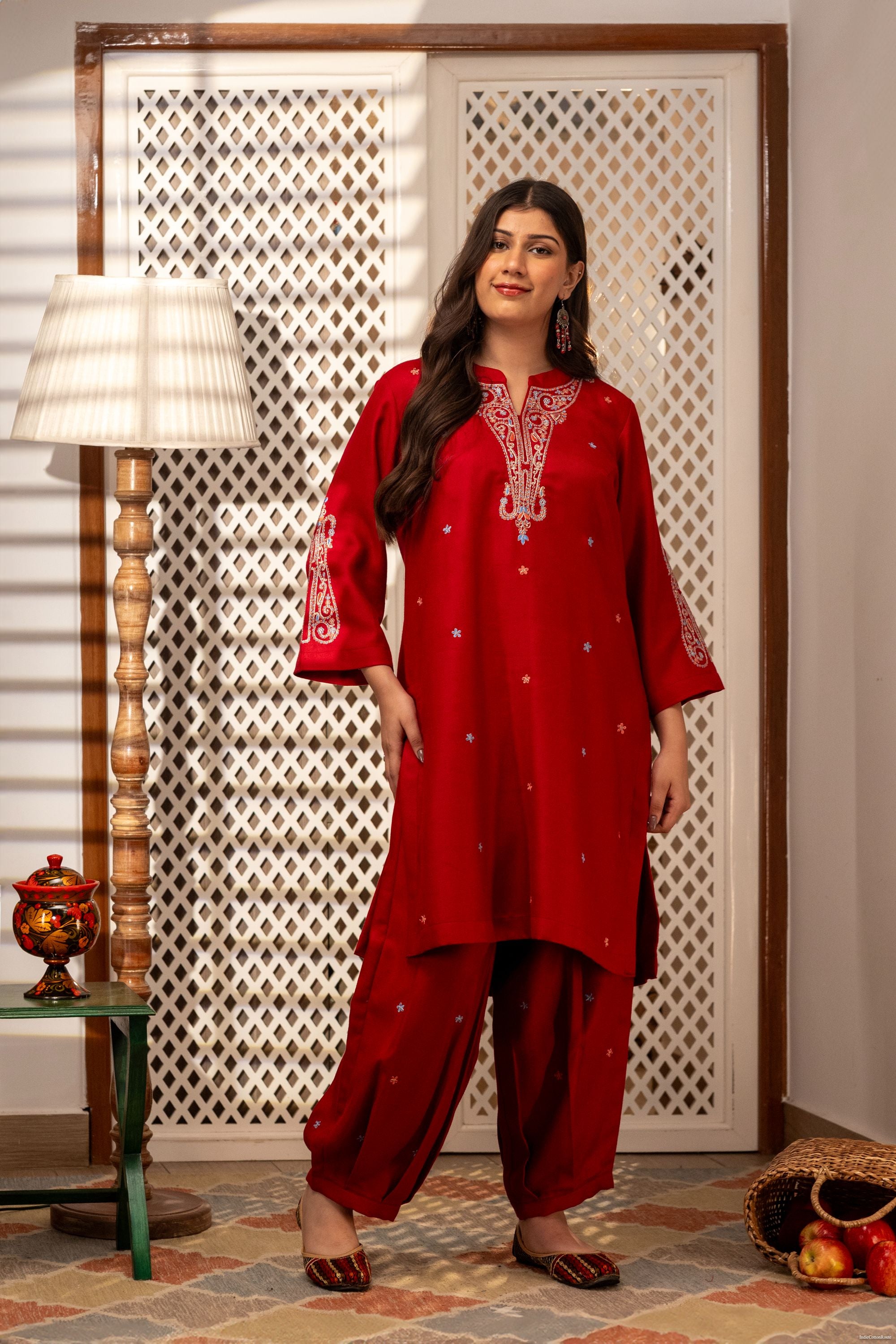 Shikara Red Kurta Set