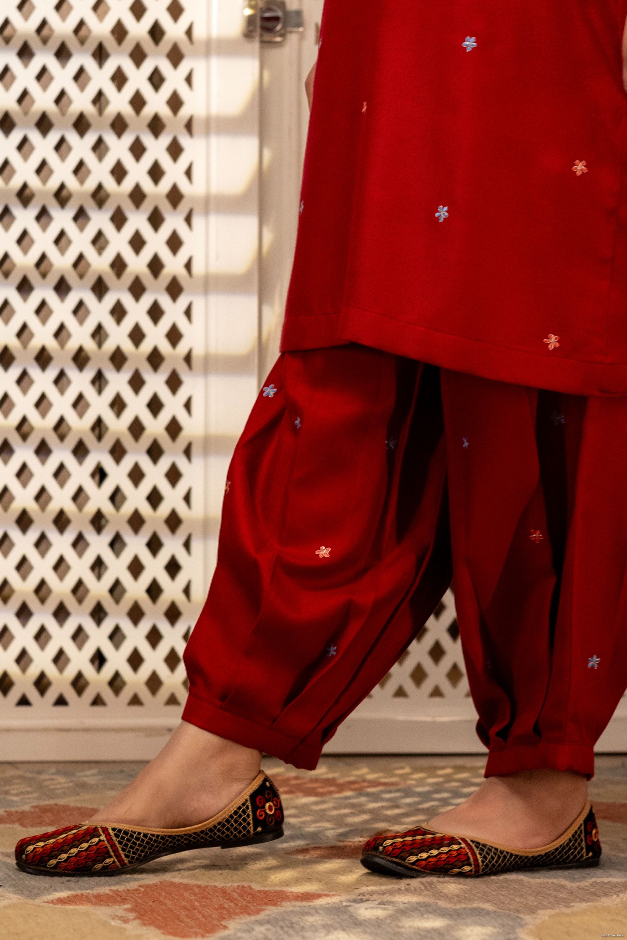 Shikara Red Kurta Set