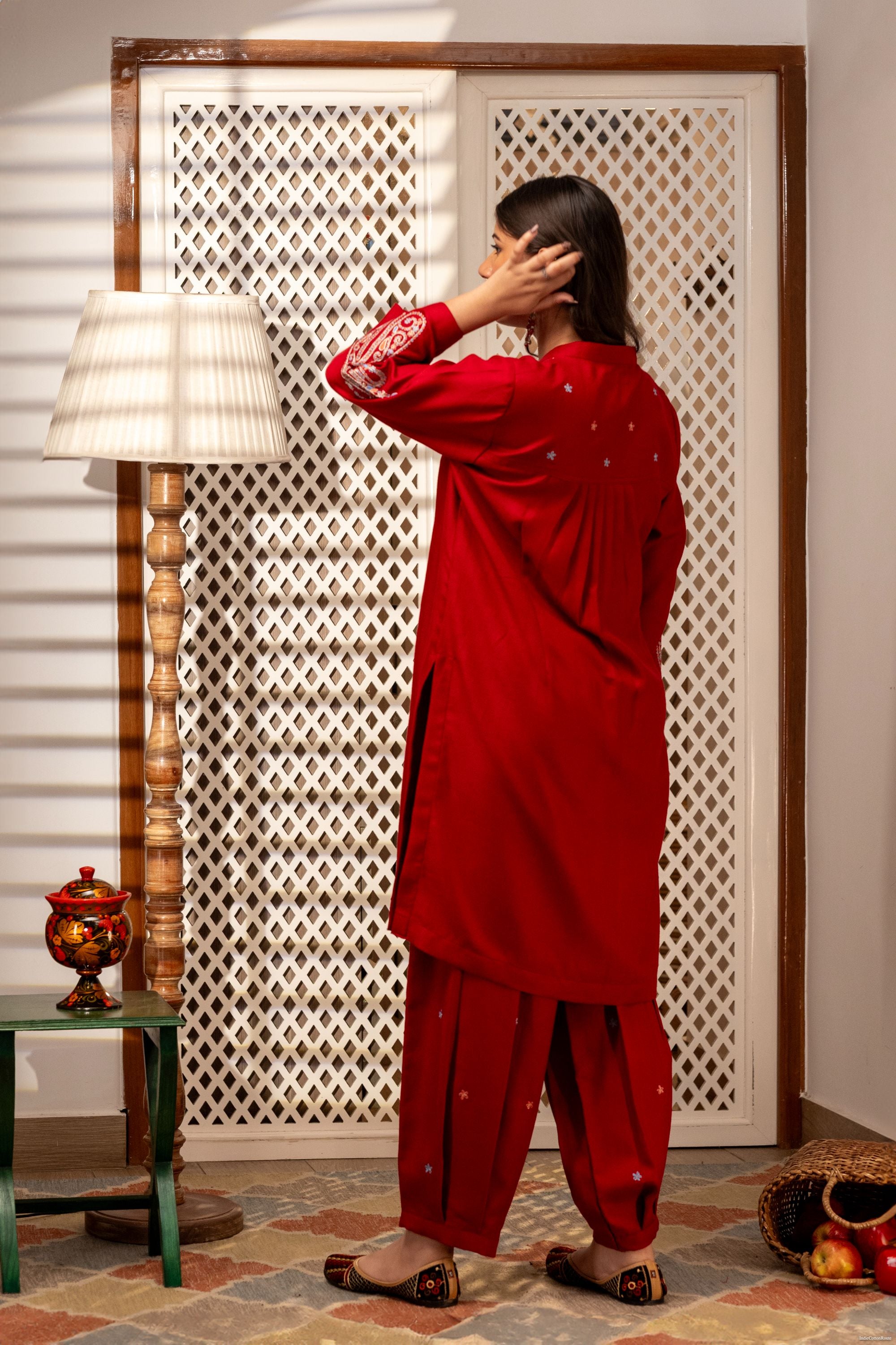 Shikara Red Kurta Set