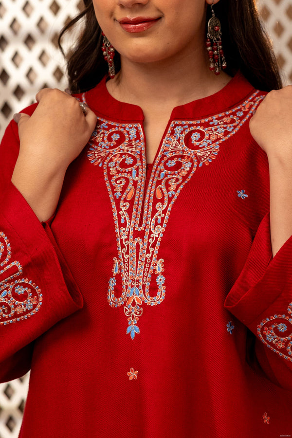 Shikara Red Kurta Set hover