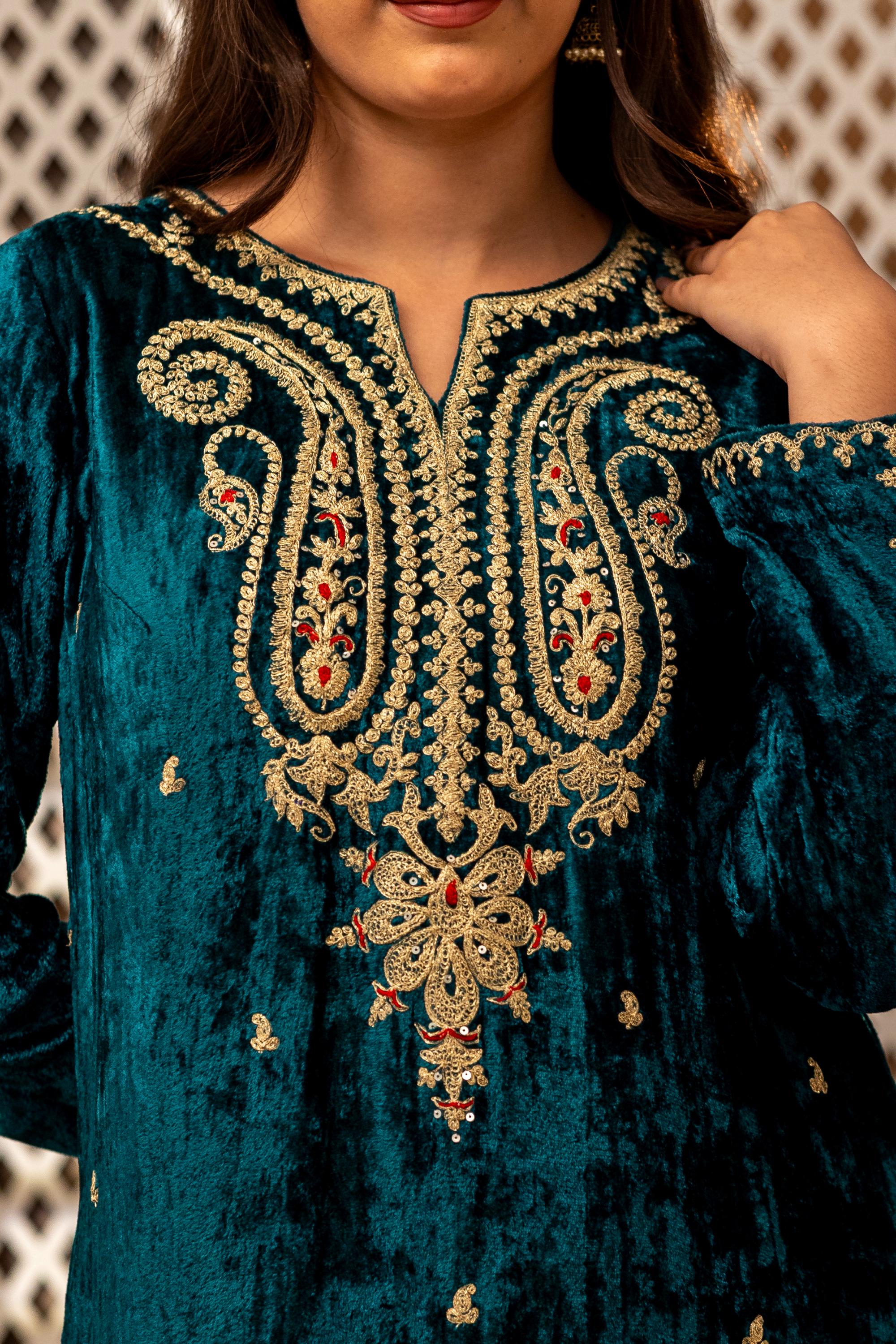 Ocean Kashmiri Kurta Dress