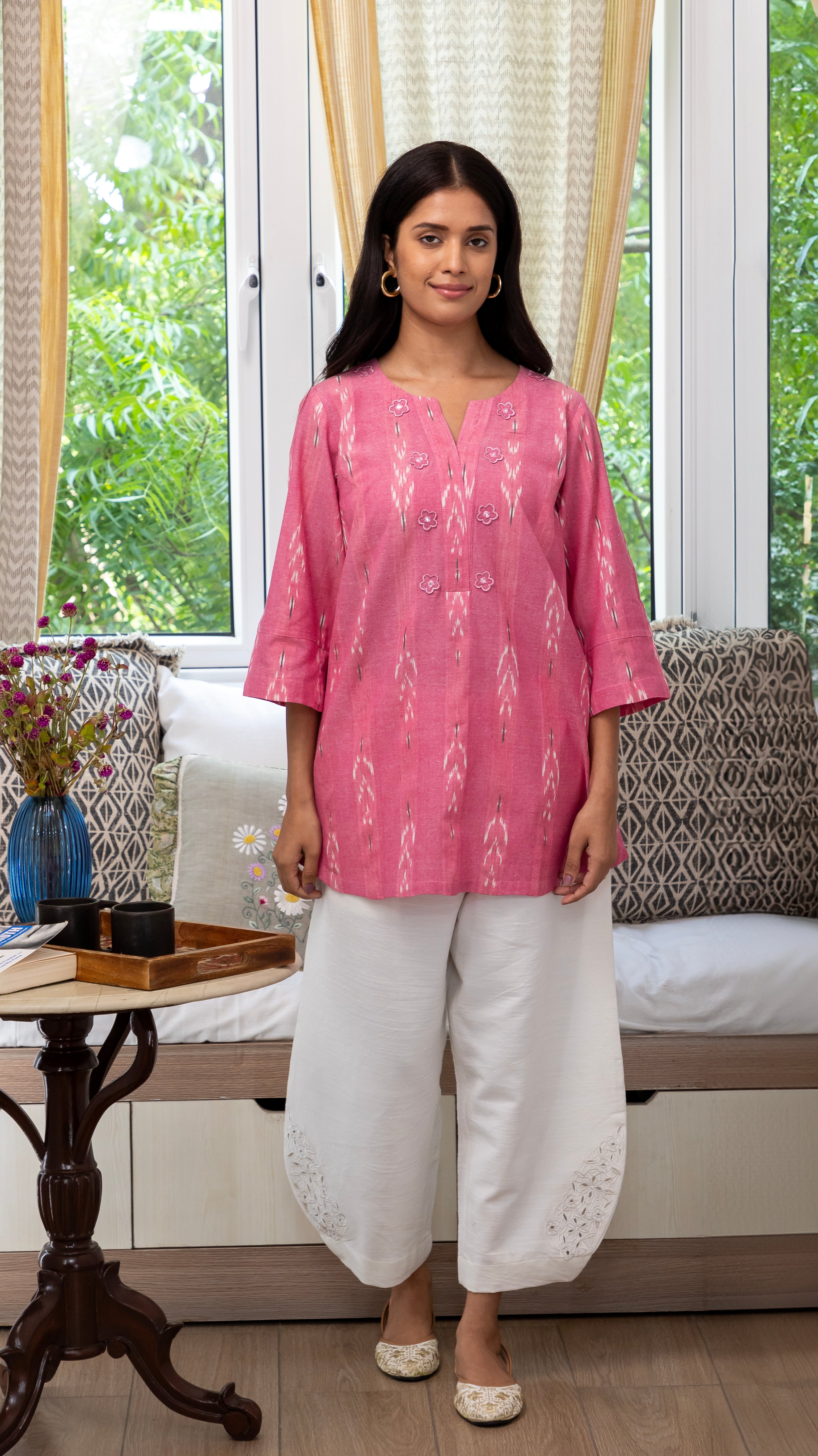 Pink Flower Kurti