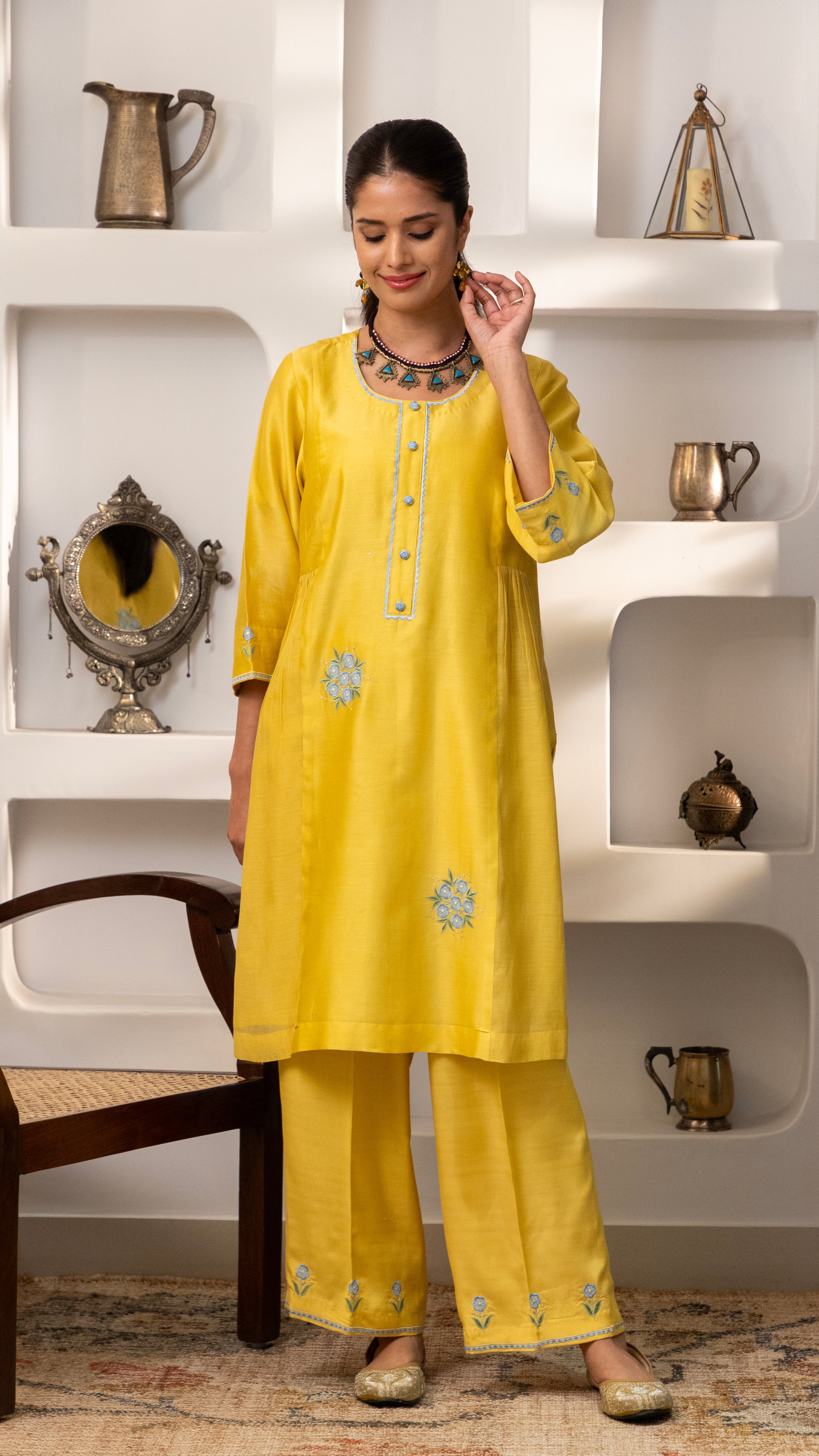 Lemon flower Kurta Set