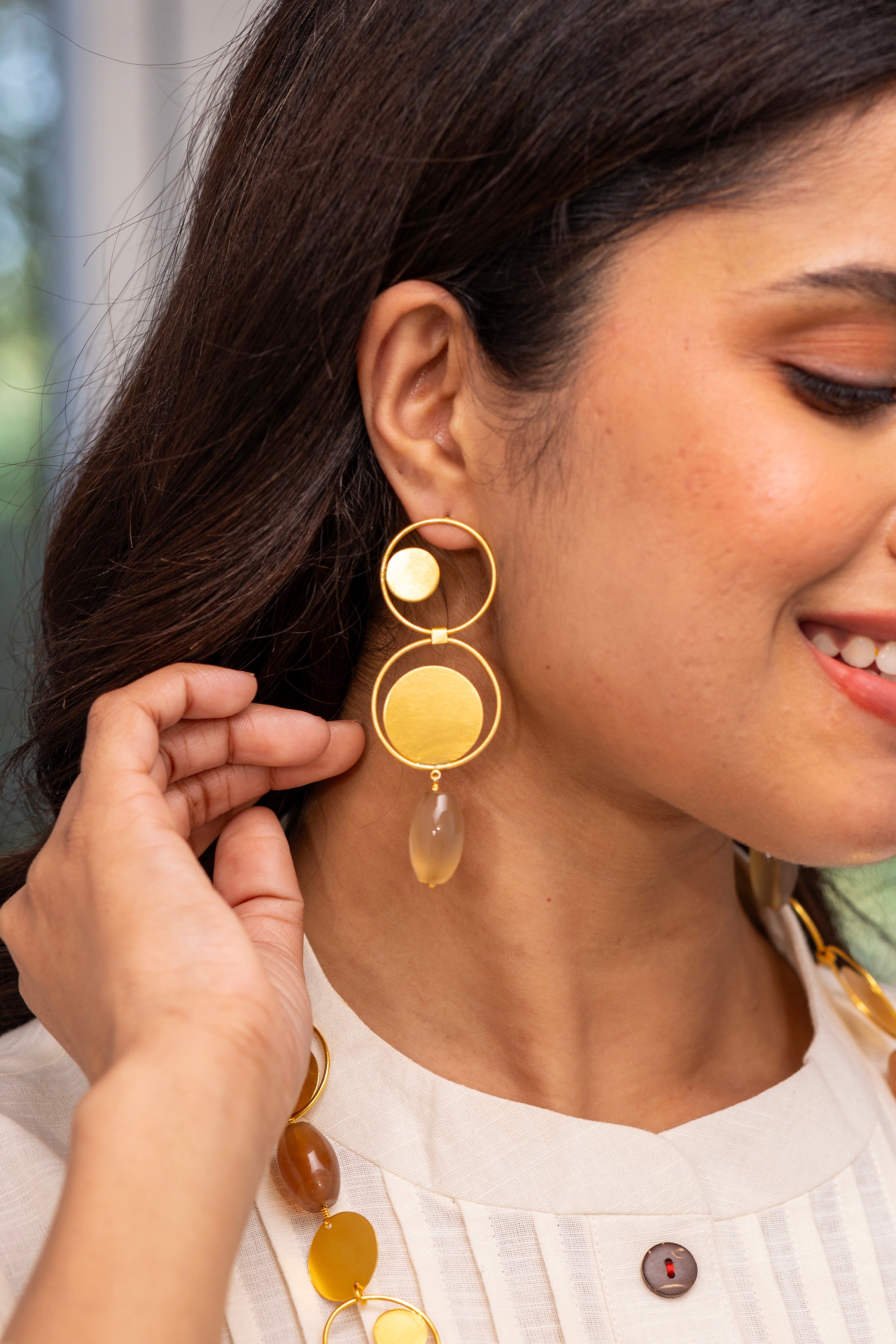 Chalcedony Charm Earring