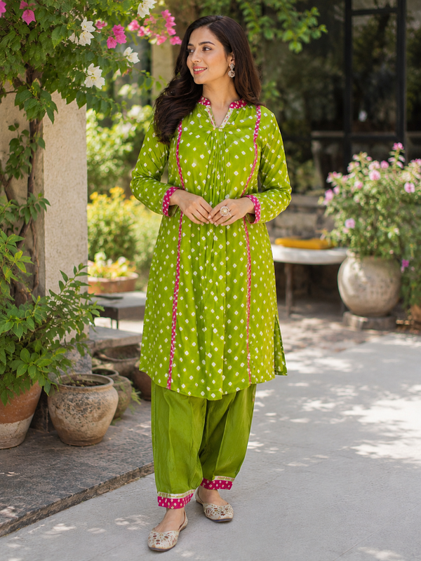 Gulmohar Bandhani Kurta Set