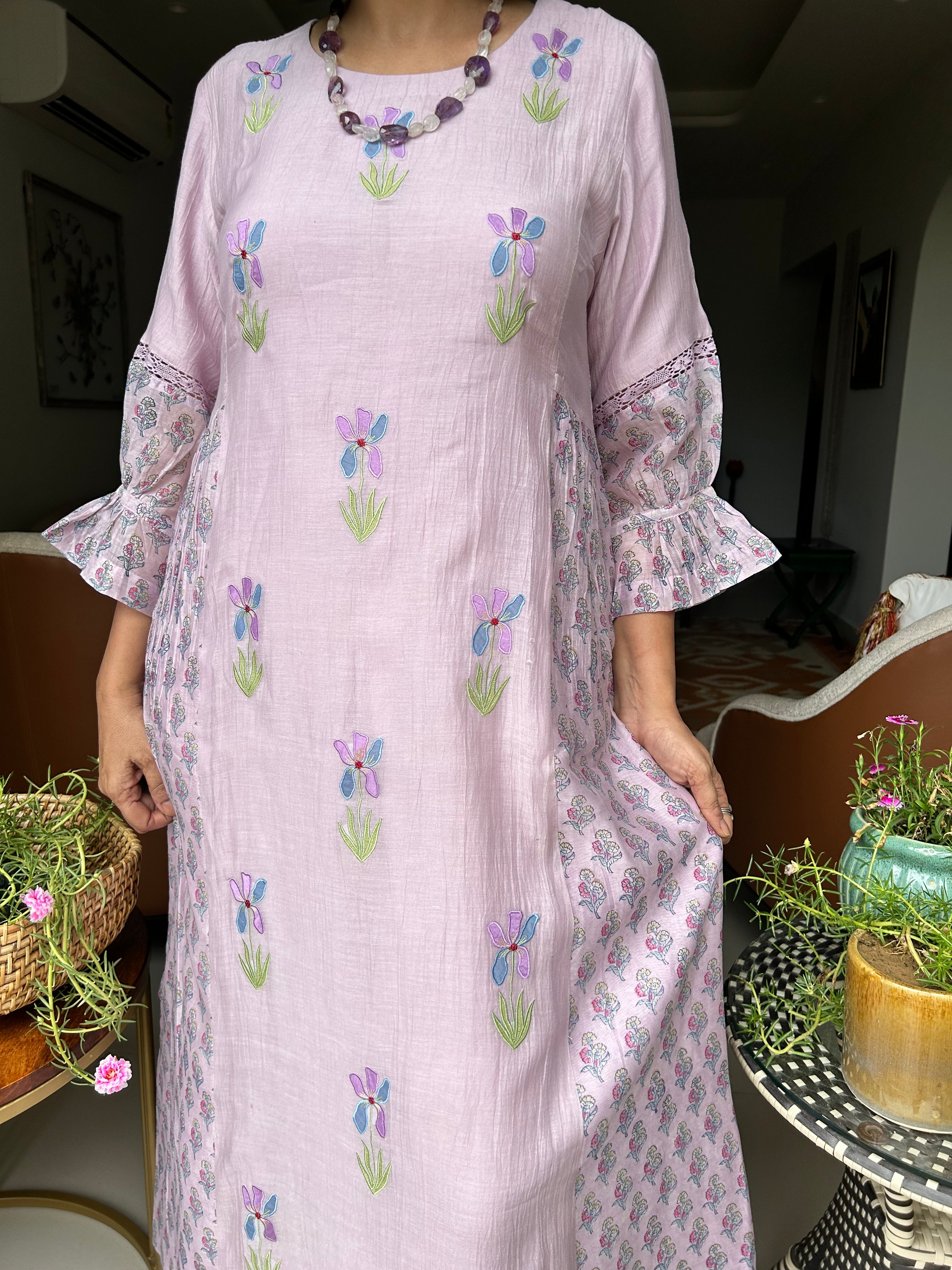 Iris flower field dress/kurta