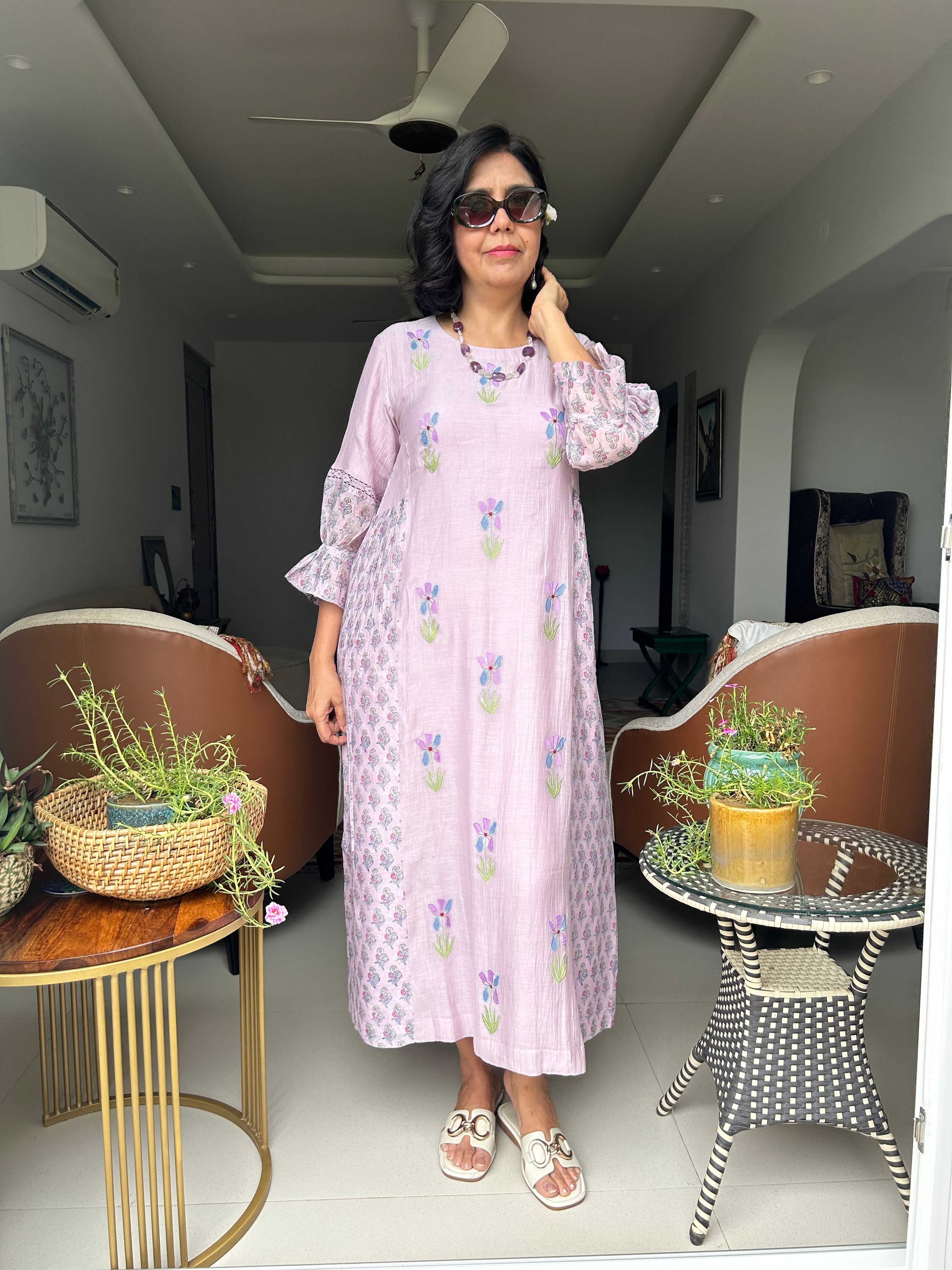 Iris flower field dress/kurta