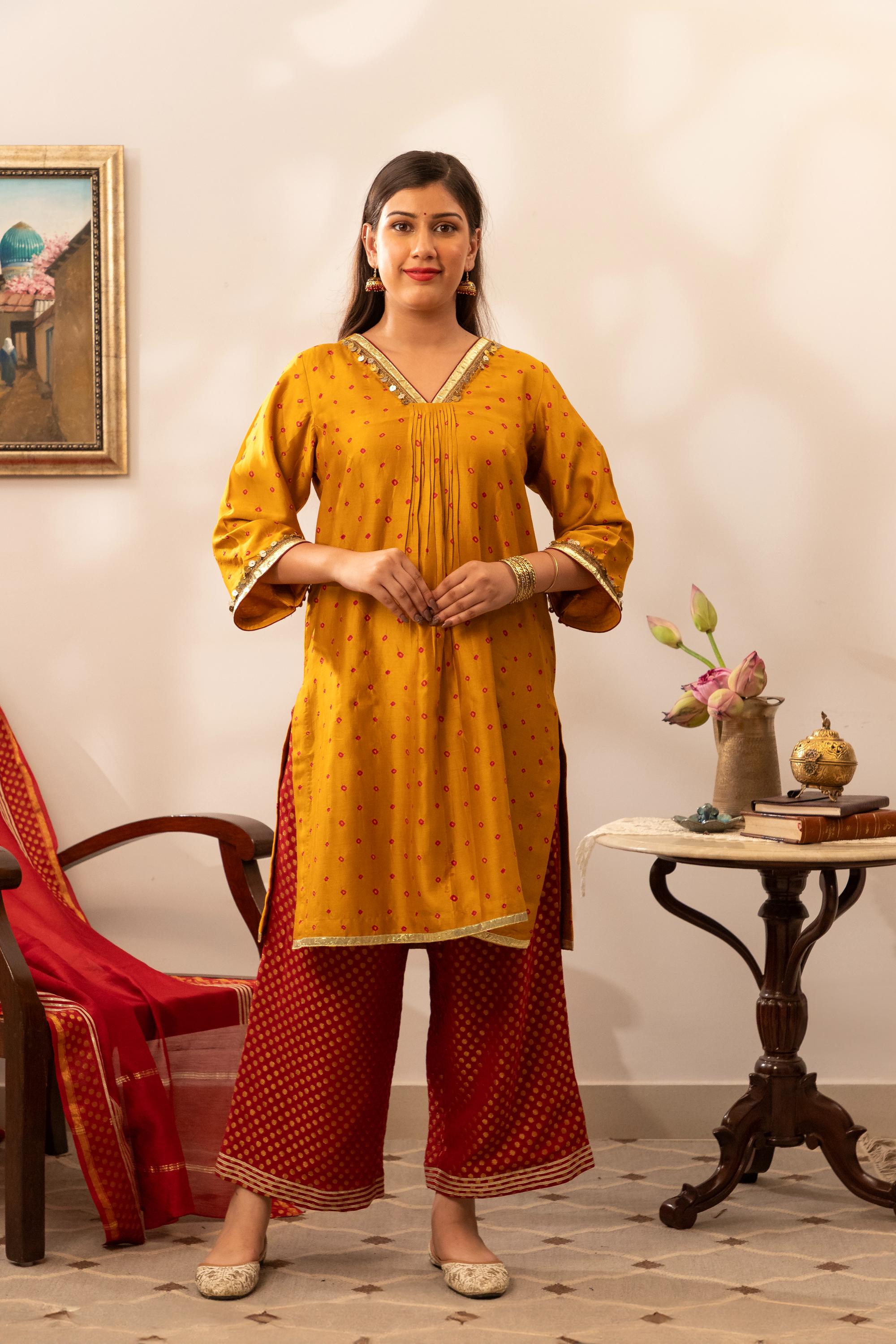 Sunehri Bandhani Kurta Set