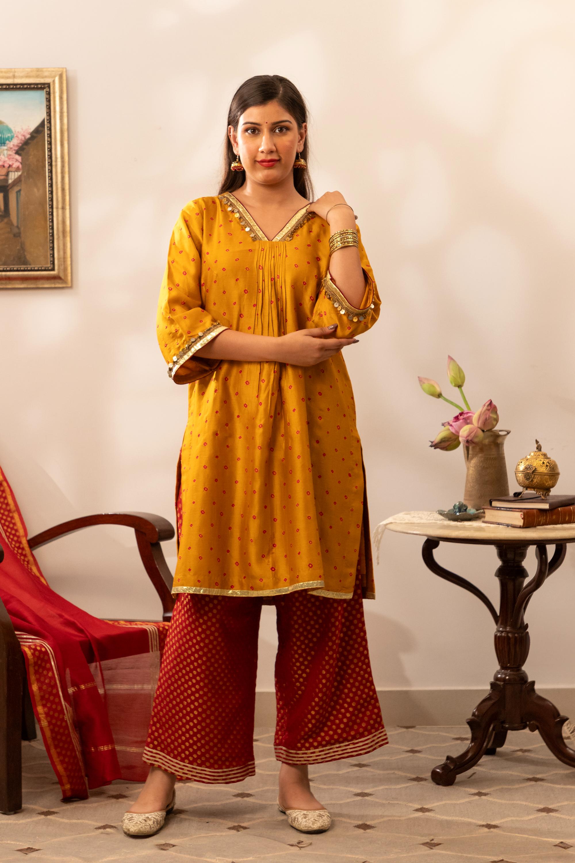 Sunehri Bandhani Kurta Set