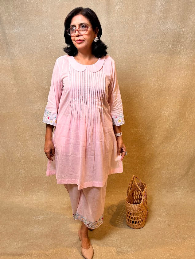 Flamingo Cotton Pleated Co Ord Set