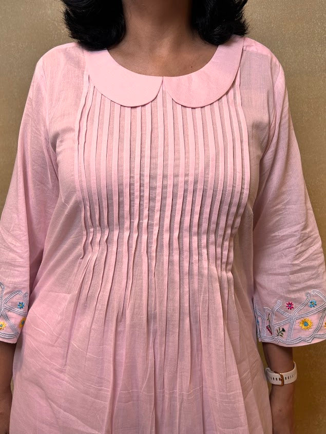 Flamingo Cotton Pleated Co Ord Set