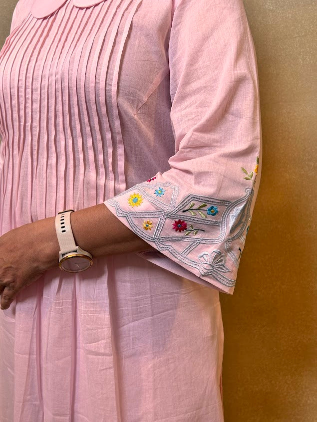 Flamingo Cotton Pleated Co Ord Set