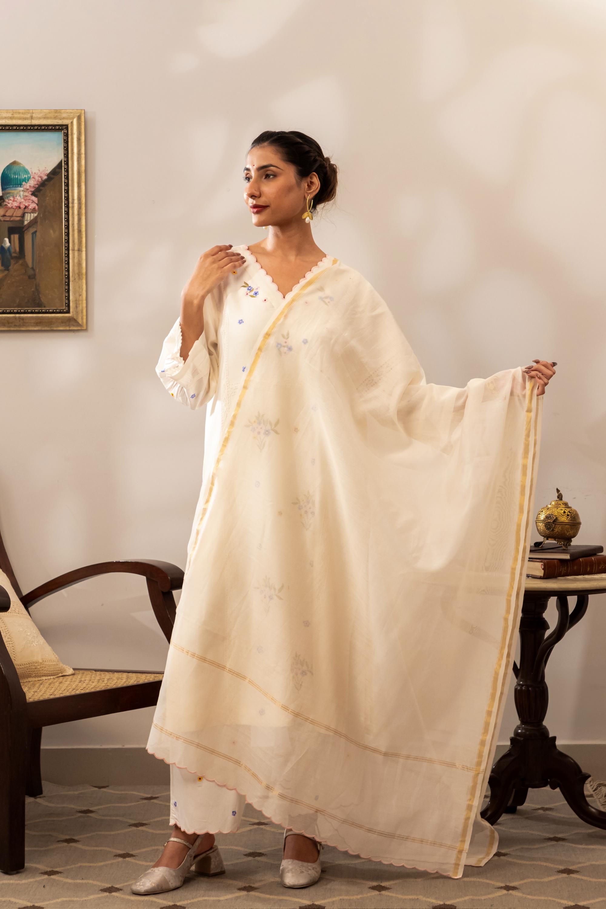 White Garden Kurta Set