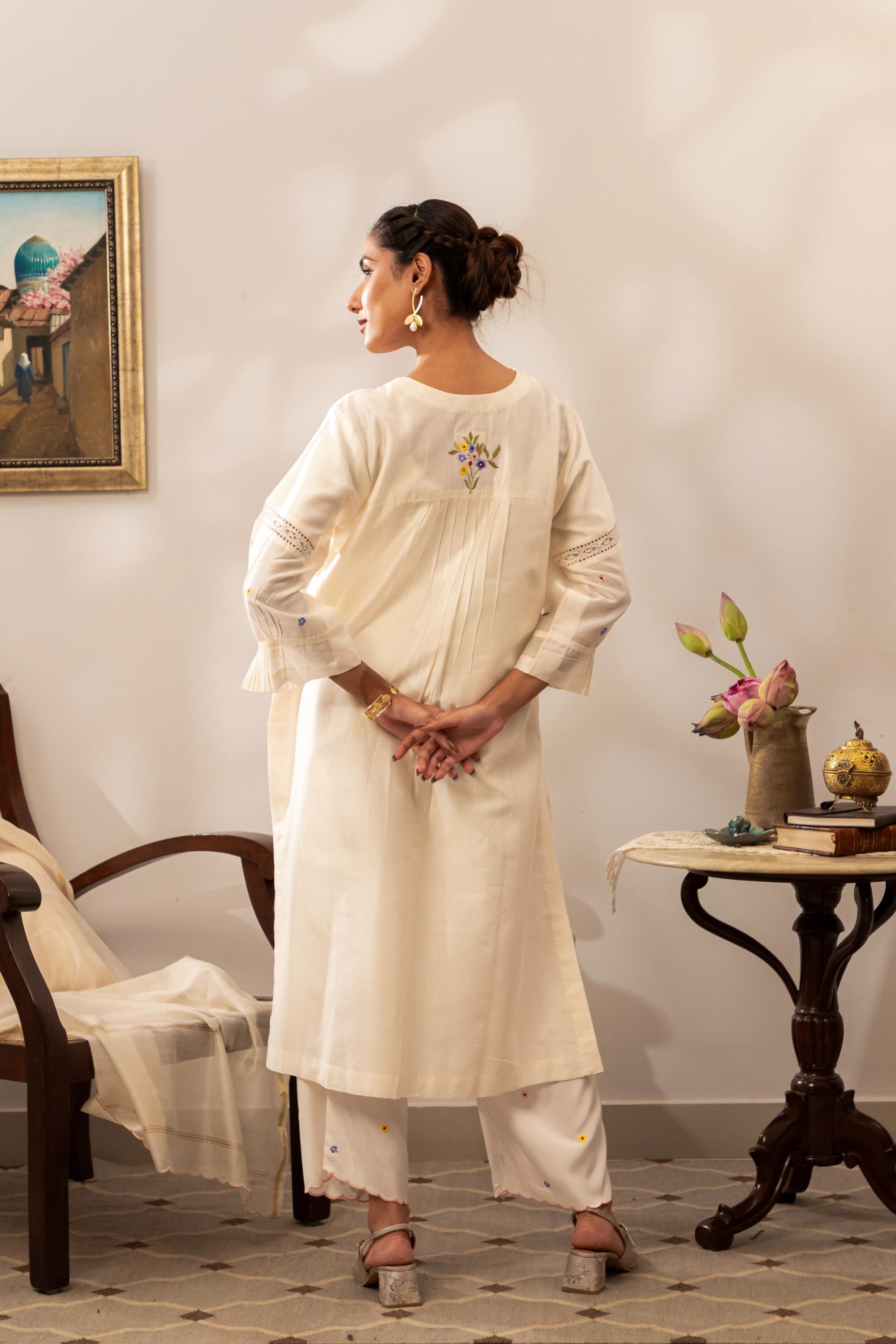 White Garden Kurta Set