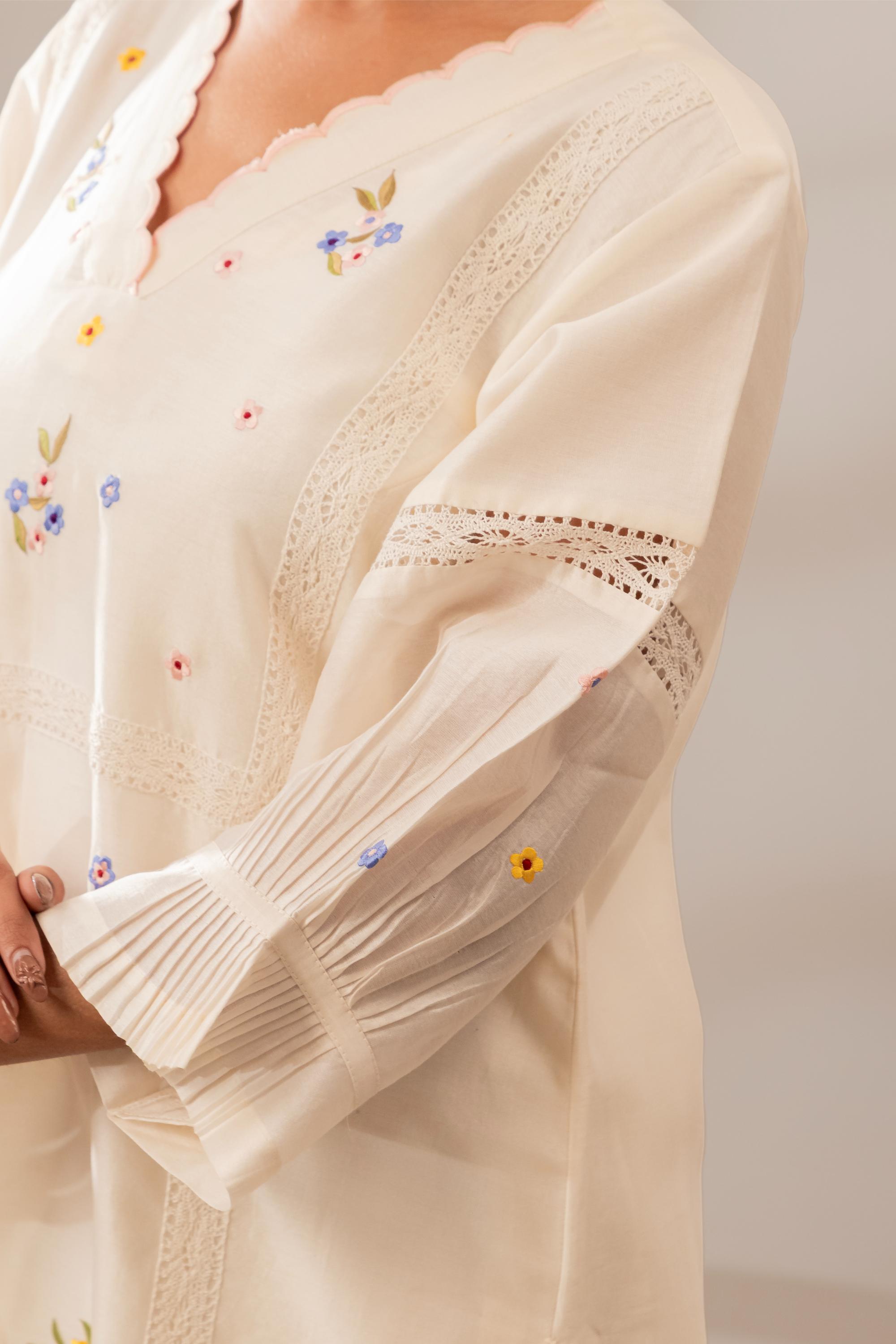 White Garden Kurta Set