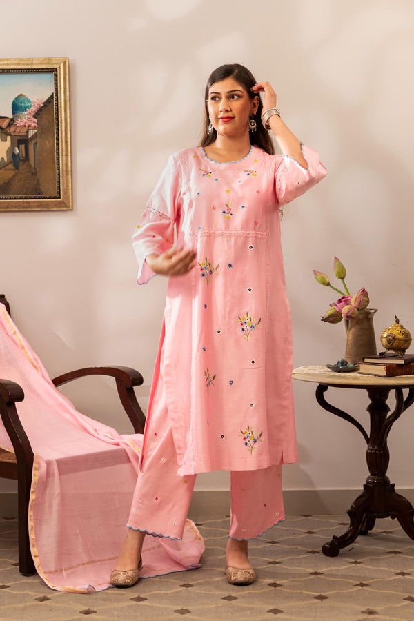 Pink Garden Kurta Set hover