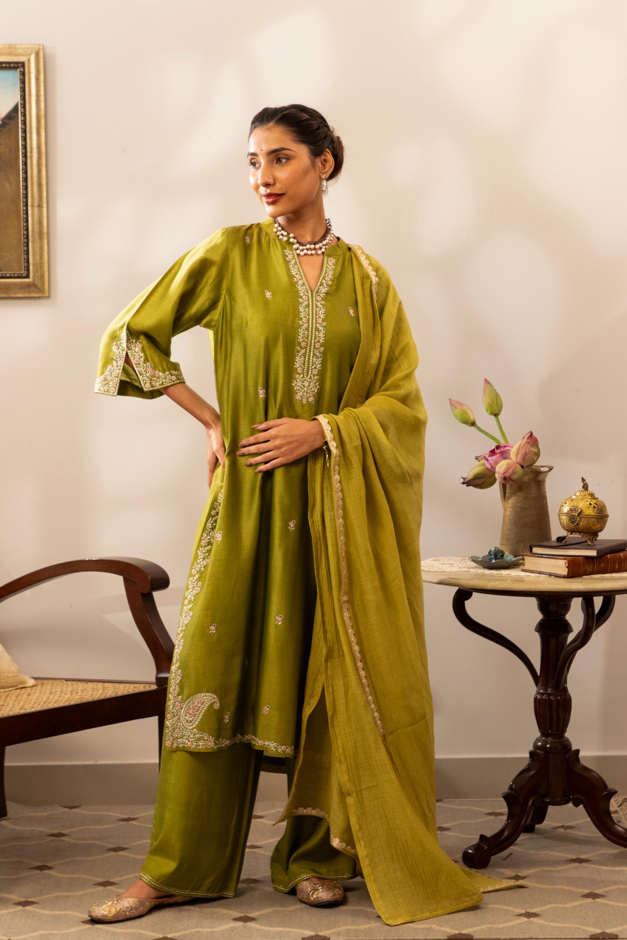 Keri Sunheri Chanderi Kurta