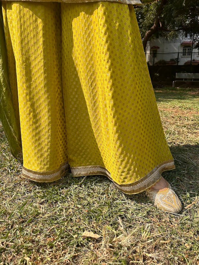 Lime Green Banarasi Kurti Sharara