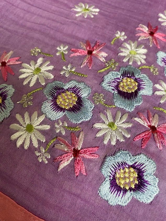 Orchid Embroidered Muslin Dupatta