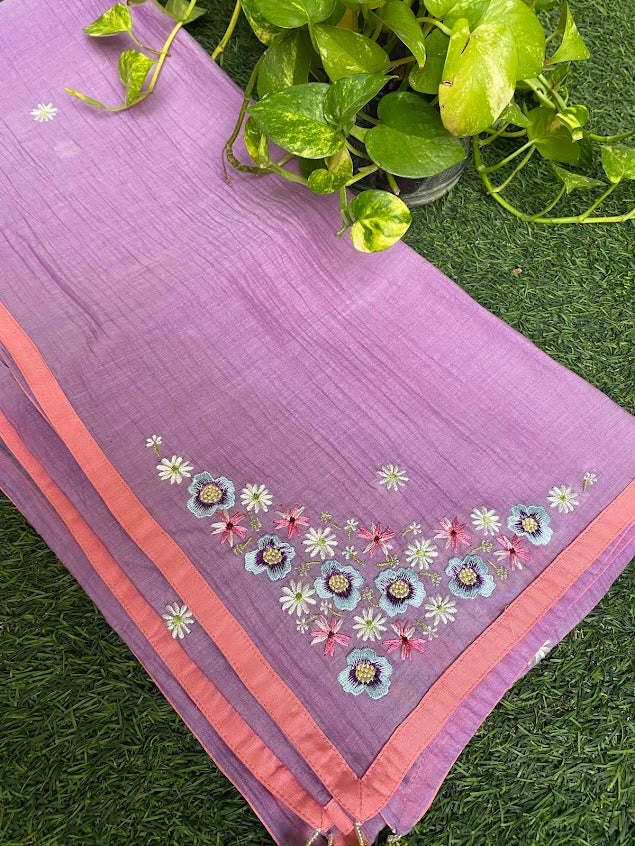 Orchid Embroidered Muslin Dupatta