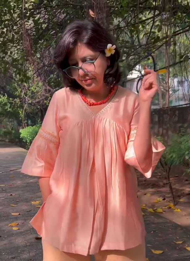 Peach Pure Chanderi Silk Top