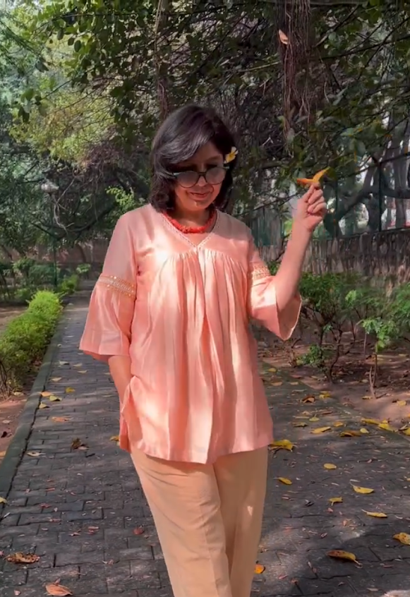 Peach Pure Chanderi Silk Top