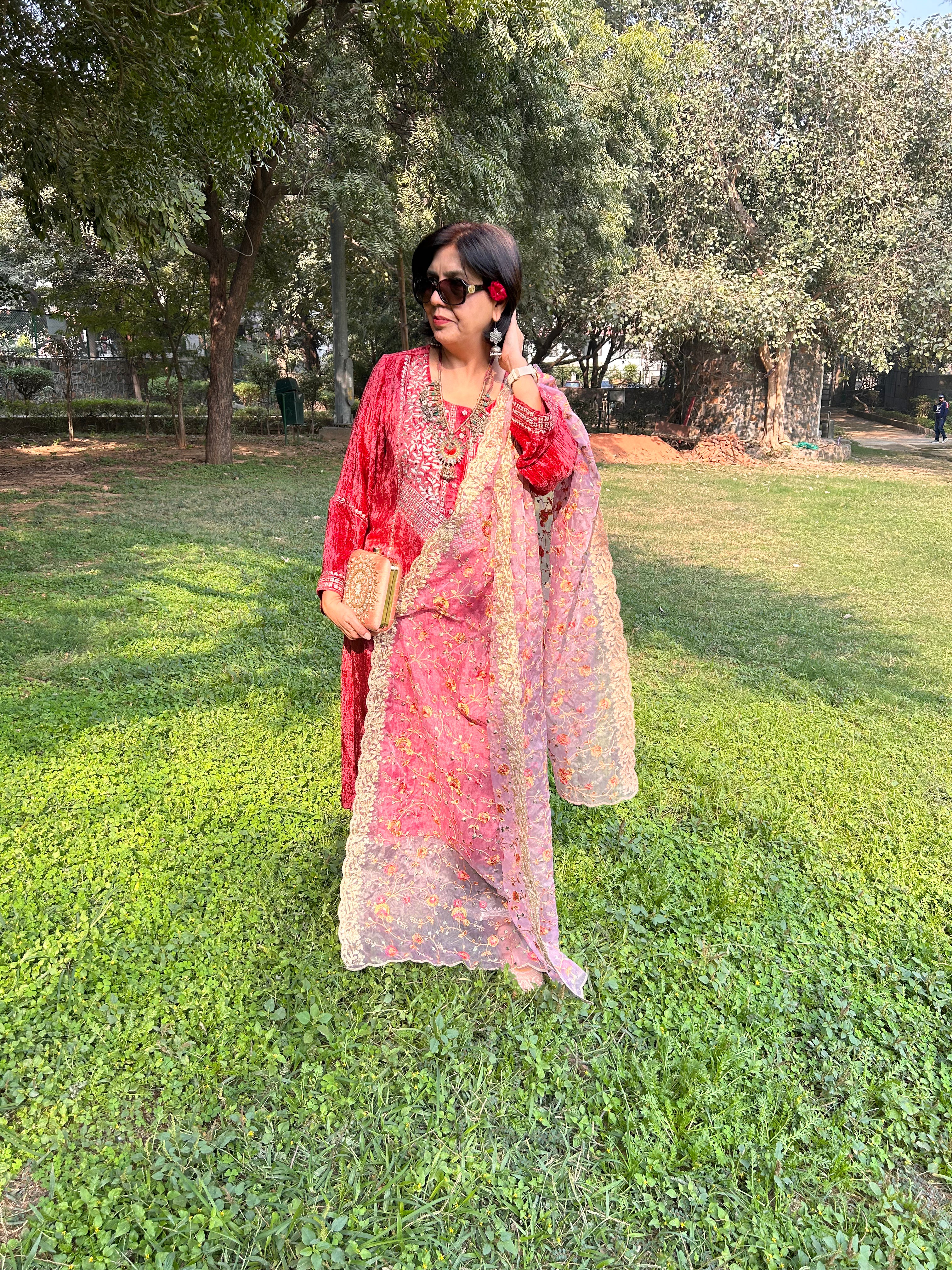 Pink Flower Bush Dupatta