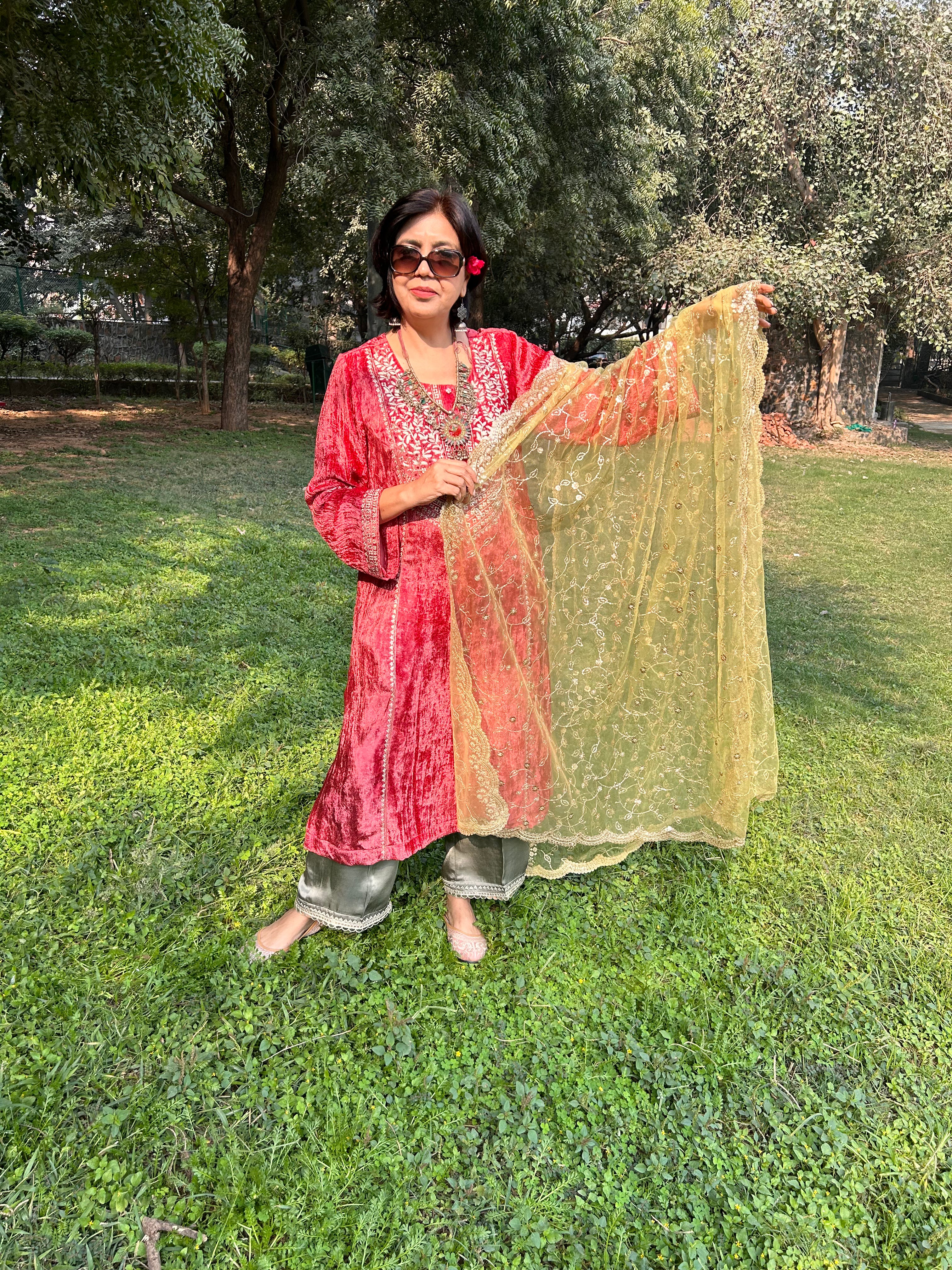 Lace Sequin Dupatta