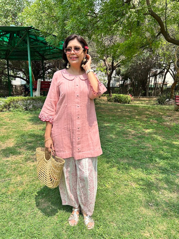Pink Checks Cotton Co Ord Set