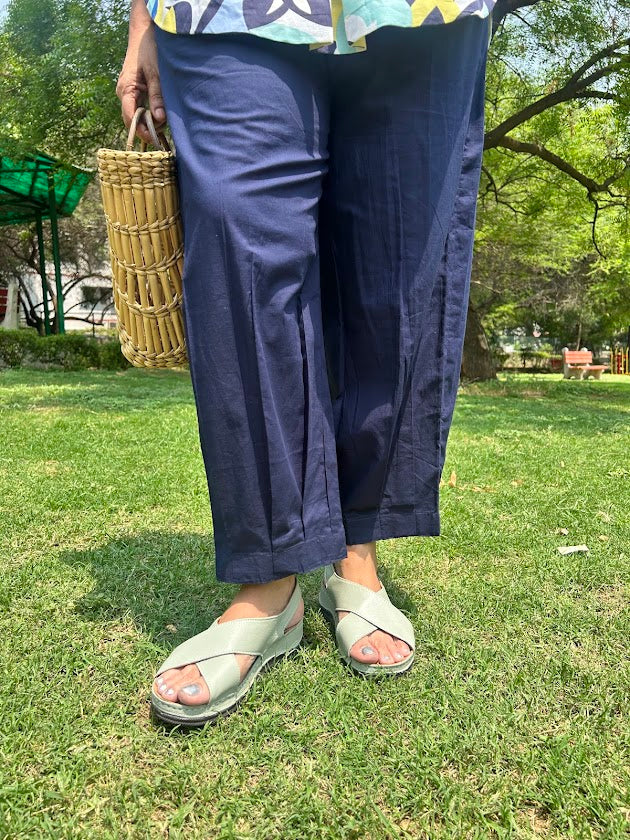 Abstract Linen Top And Cotton Pleated Pants