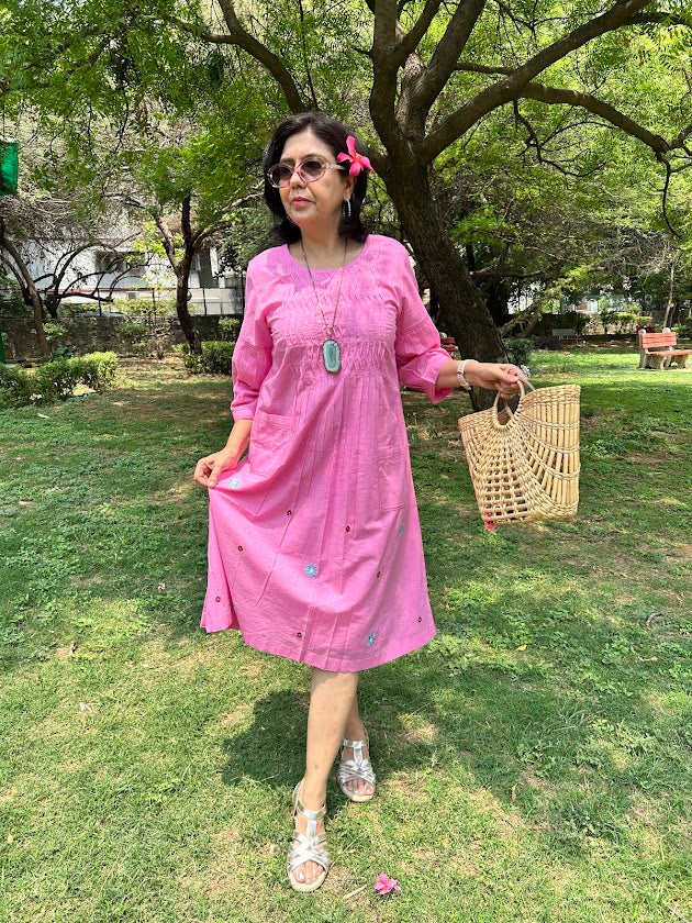 Pink Cotton Flamingo Dress