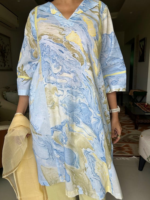 Blue Yellow Ocean Printed Co Ord Set