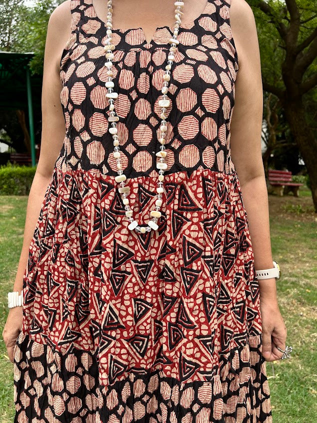 Handblock Printed Panelled Dress