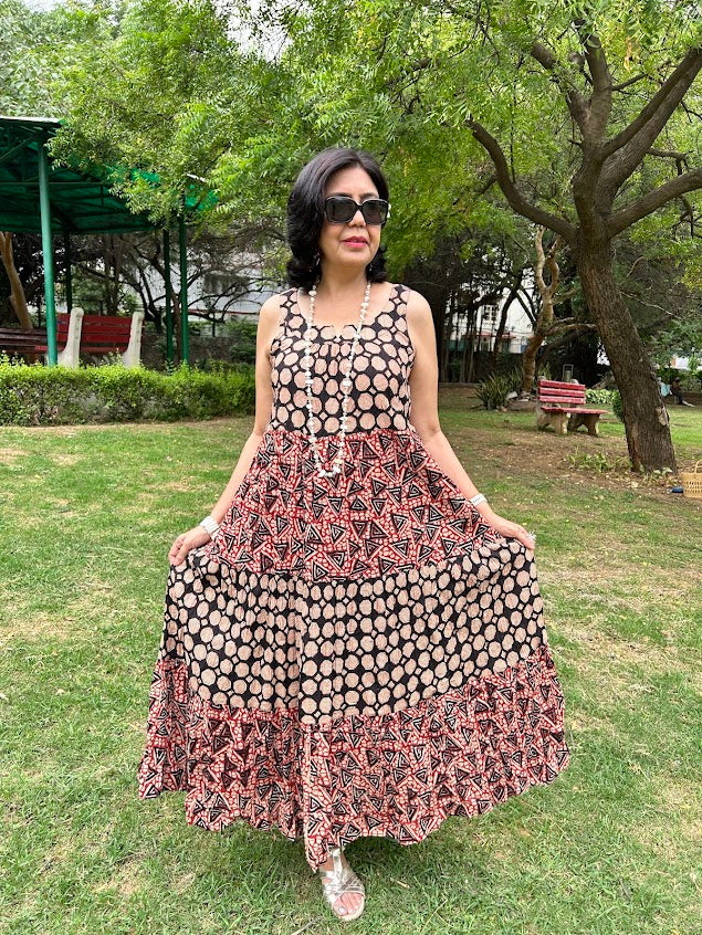 Handblock Printed Panelled Dress