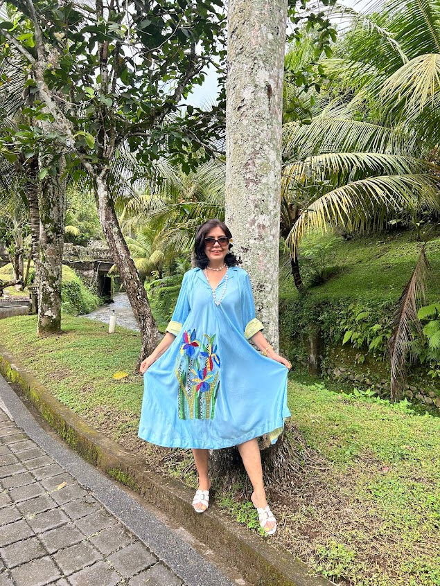 Blue Iris Appliqué Dress