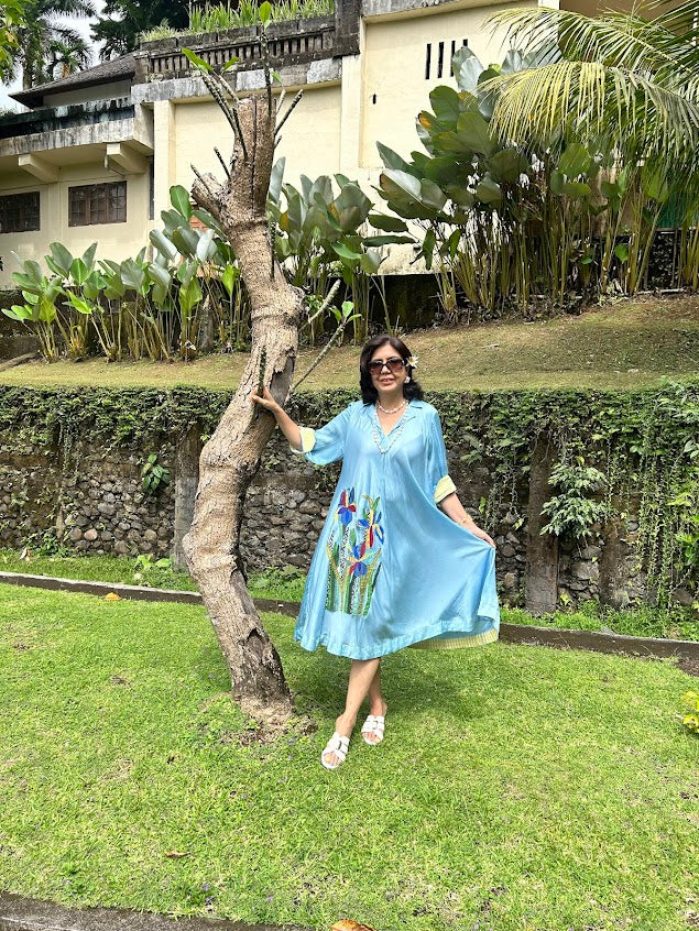 Blue Iris Appliqué Dress