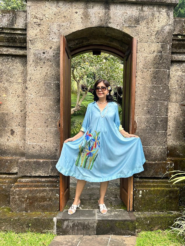 Blue Iris Appliqué Dress