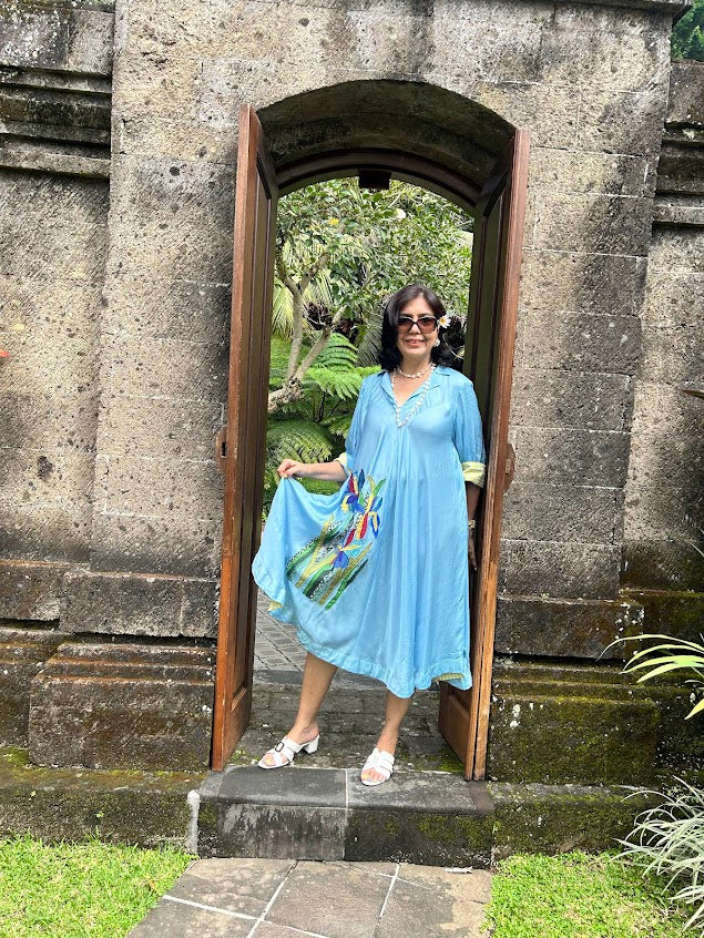 Blue Iris Appliqué Dress