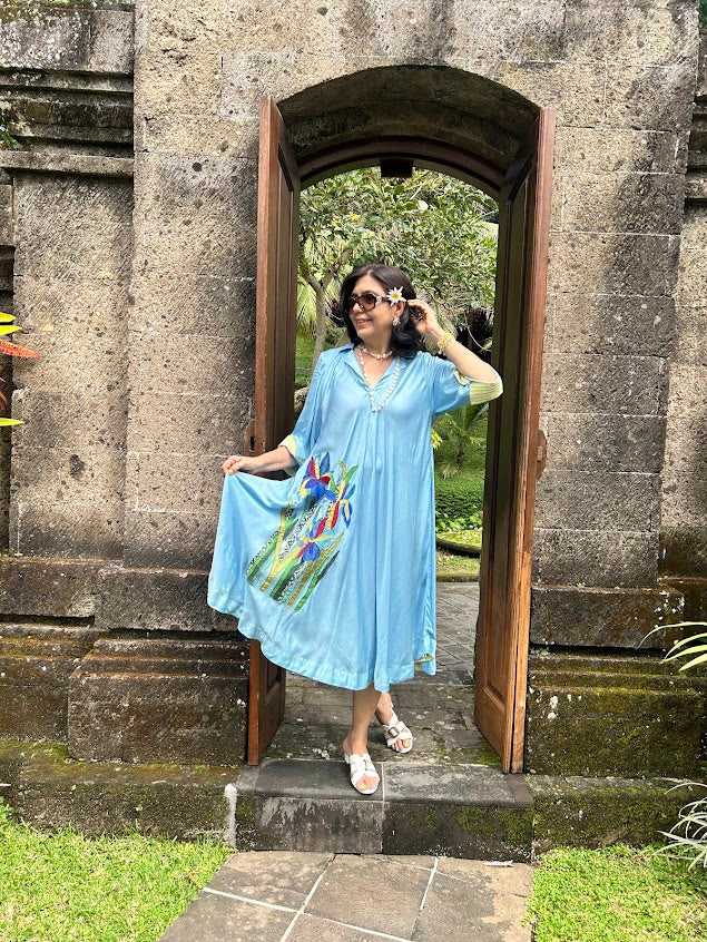 Blue Iris Appliqué Dress