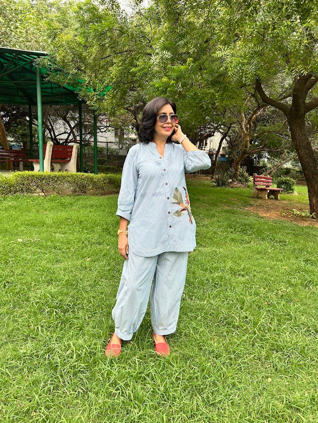 Striped With Intricate Bird Co Ord Set