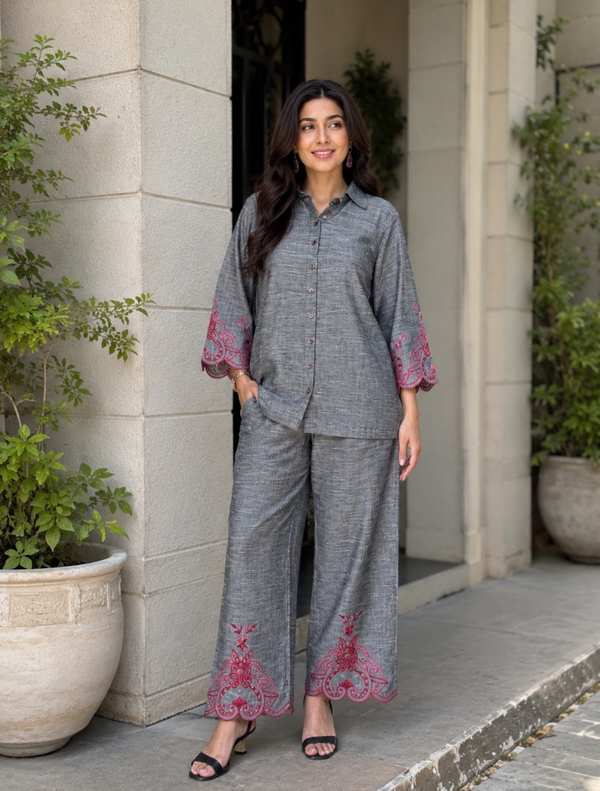 Grey Peony Garden Co-ord Set