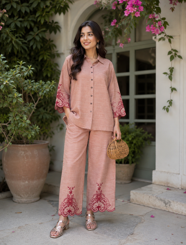 Beige Peony Garden Co-ord Set