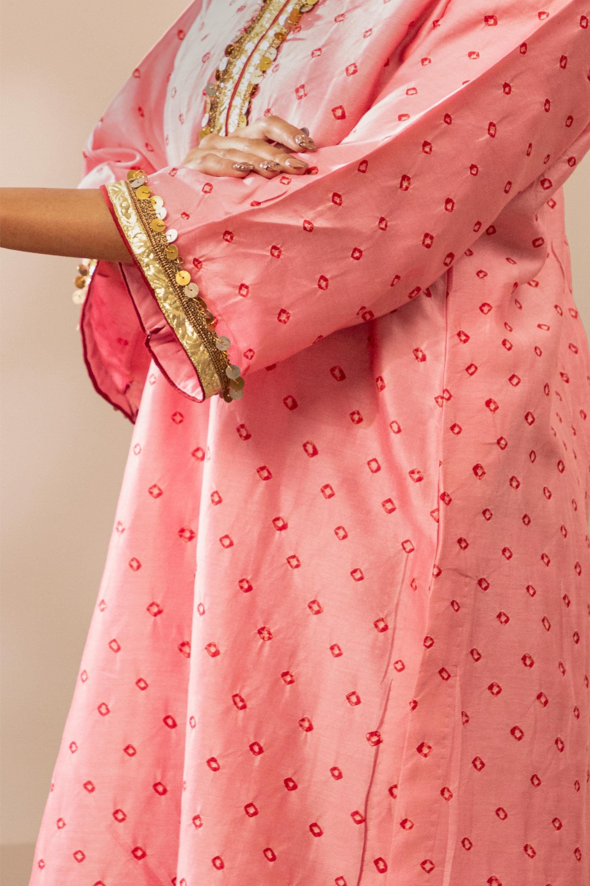 Gulabi Bandhani Kurta Set