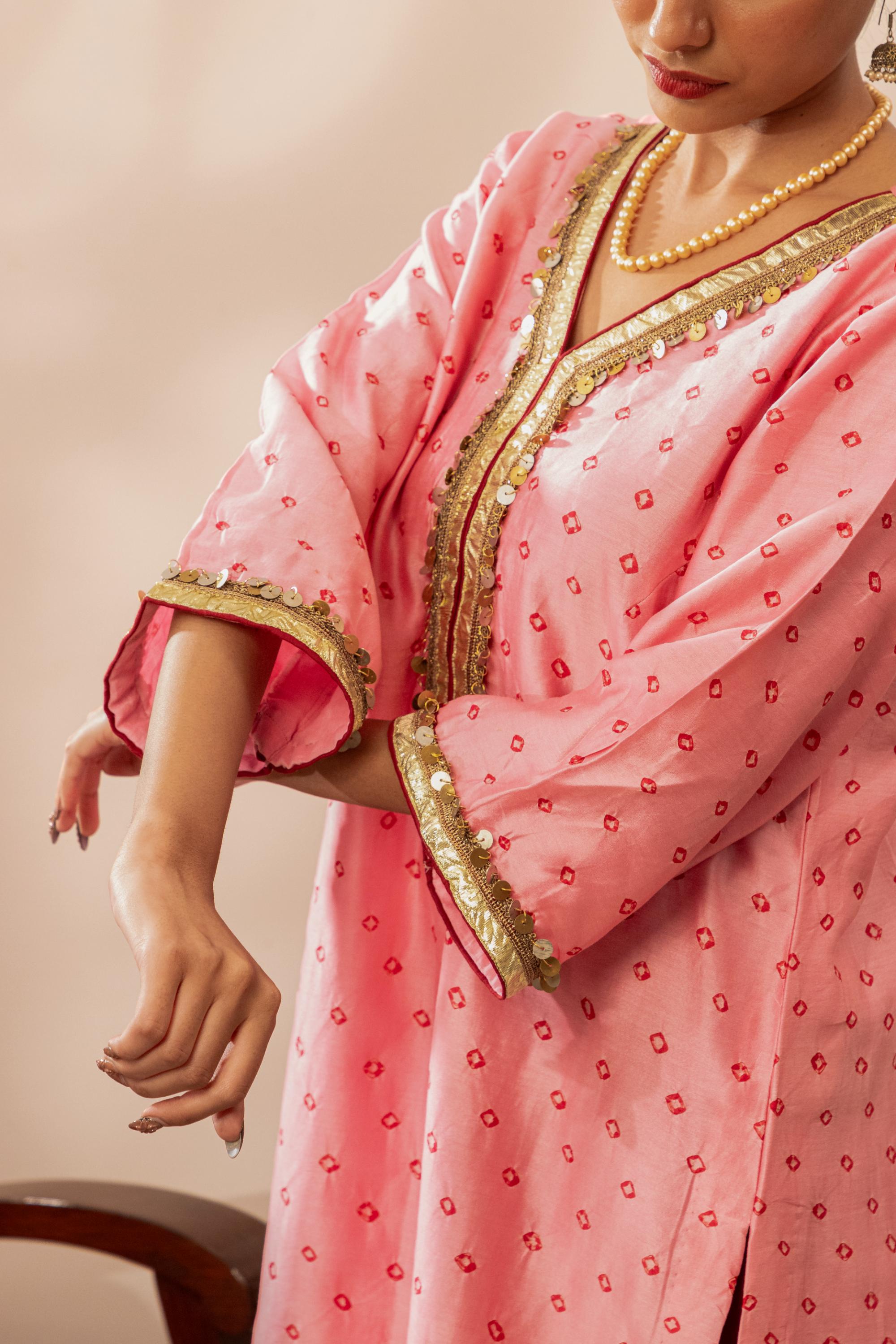 Gulabi Bandhani Kurta Set